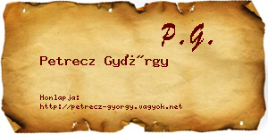 Petrecz György névjegykártya